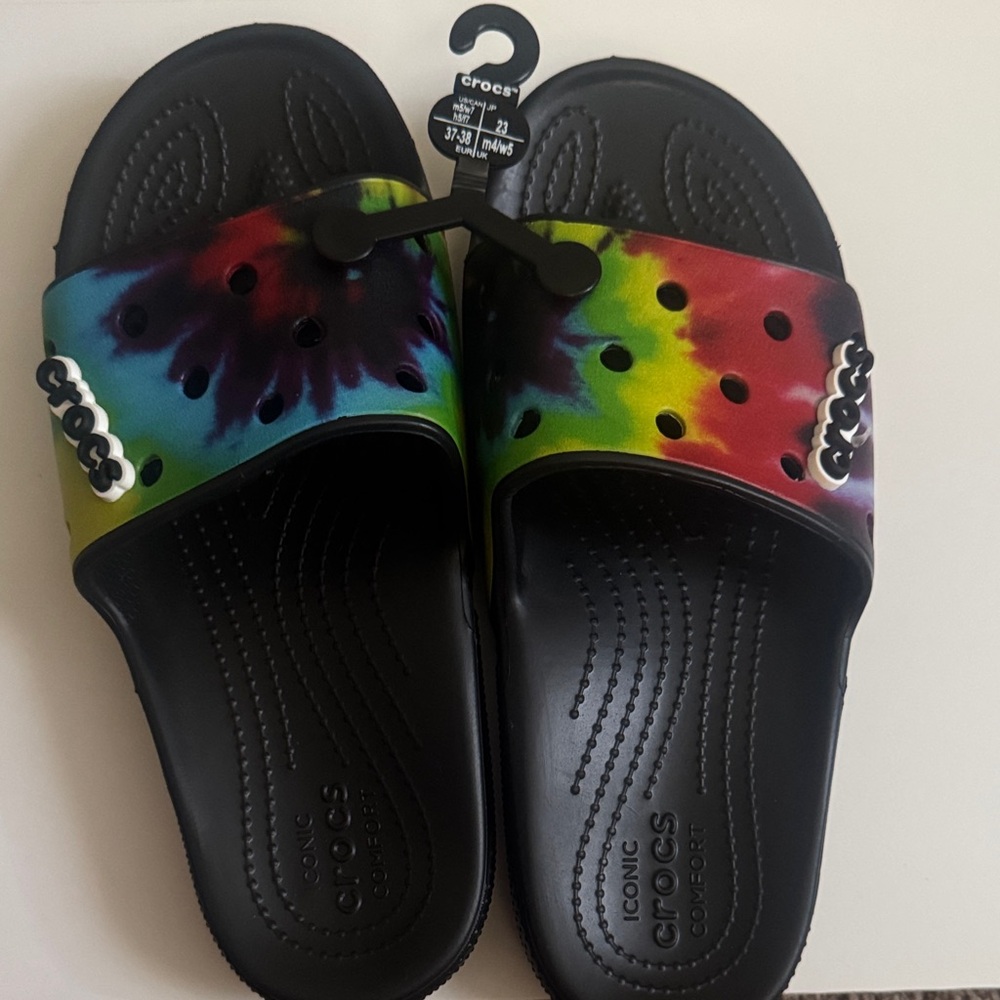 CROCS Multicolor Tie-Dye Slides Unisex.